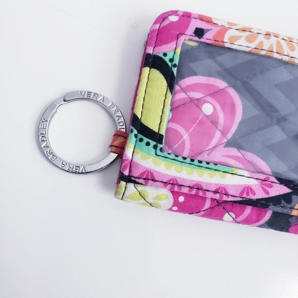 Vera Bradley Floral Fabric Mini Coin Purse License Holder Keychain Accessory - Picture 3 of 7